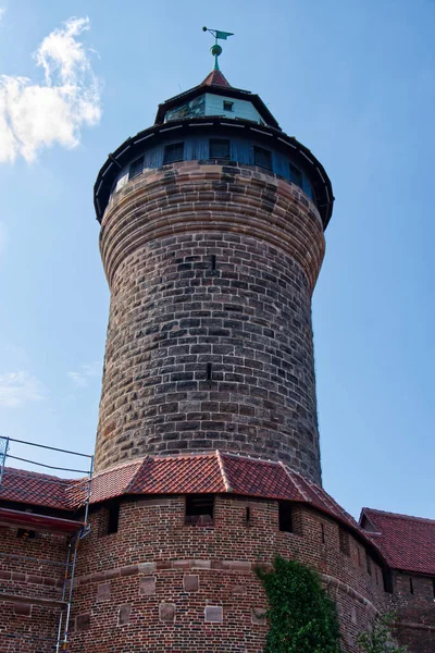 Vertical Shot Ancient Castle Nuremberg Blue Sky Background German — Stock Photo, Image