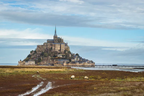 Hermosa Catedral Del Mont Saint Michel Isla Normandía Norte Francia — Foto de Stock