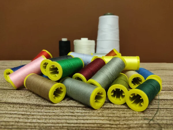 Closeup Colorful Spools Thread — Stock Photo, Image