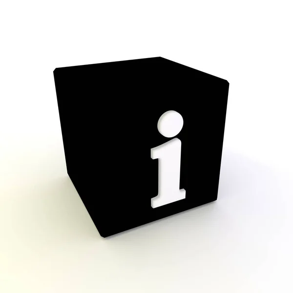 Cubo Com Ícone Informação Branco Isolado Fundo Branco — Fotografia de Stock