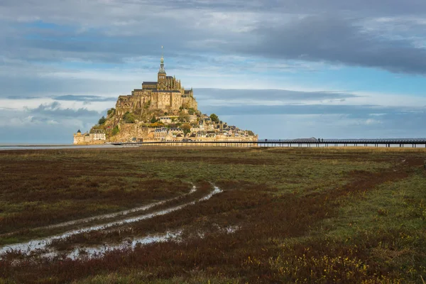 Bela Catedral Monte Saint Michel Ilha Normandia Norte França — Fotografia de Stock