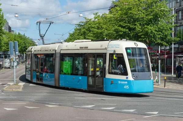 Gothenburg Suède Juin 2021 Tramway Bleu Plein Centre Ville Une — Photo