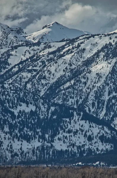 Beautiful View Mountains Covered Snow Grand Tetons Jenny Usa — Stock Photo, Image