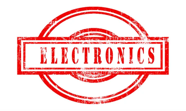 Een Rode Vlag Met Het Woord Electronics Geïsoleerd Witte Achtergrond — Stockfoto