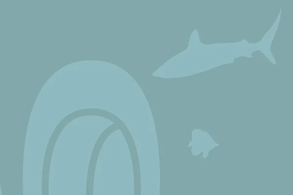 Een Vis Een Haai Onder Water Een Blauwe Achtergrond — Stockfoto