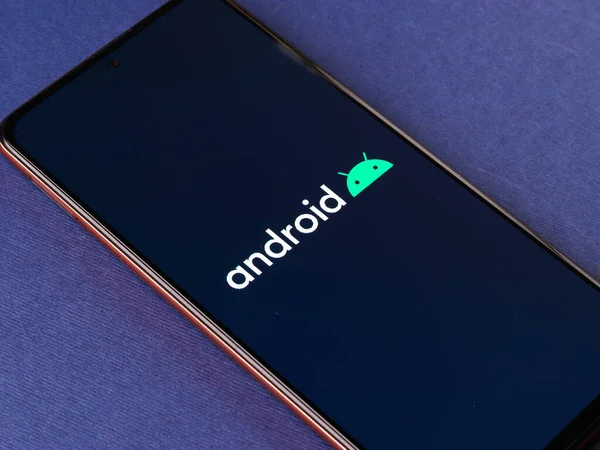 Dibrugarh Indien Mai 2021 Android Logo Auf Handy Screen Stock — Stockfoto