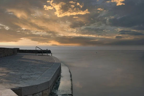 Ciel Couchant Sur Mer Plage — Photo