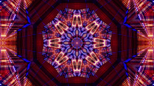 明るいパターン 赤と青の色を持つ万華鏡の背景 — ストック写真