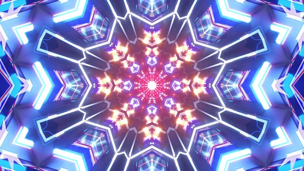 Рендеринг Футуристического Фона Геометрическими Формами Неоновыми Огнями — стоковое фото
