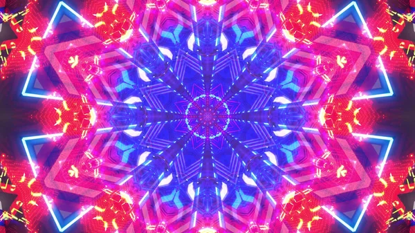 Ein Kaleidoskop Hintergrund Mit Hellen Mustern Rosa Und Blauen Farben — Stockfoto