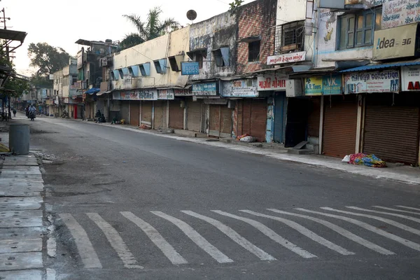 Valsad India 2020 Uzamčení Indii Během Covid Pandemické Prázdné Ulice — Stock fotografie