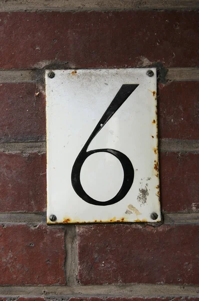 Numéro Maison Attaché Mur Briques — Photo