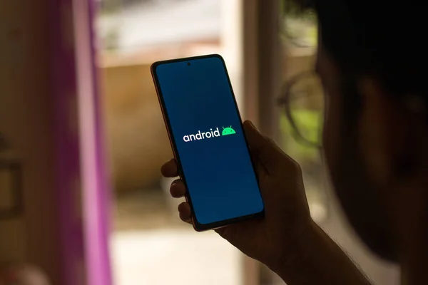 Dibrugarh India Mayıs 2021 Telefon Ekranındaki Android Logosu — Stok fotoğraf
