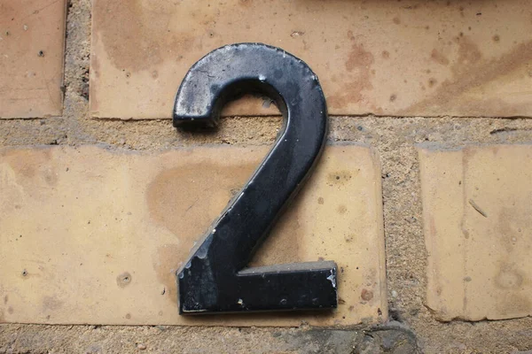 House Number Attached Brick Wall — Stock Photo, Image