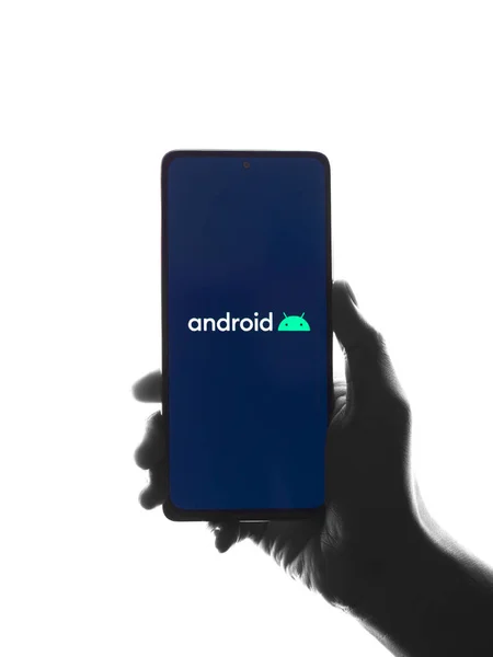 Dibrugarh Indien Mai 2021 Android Logo Auf Handy Screen Stock — Stockfoto