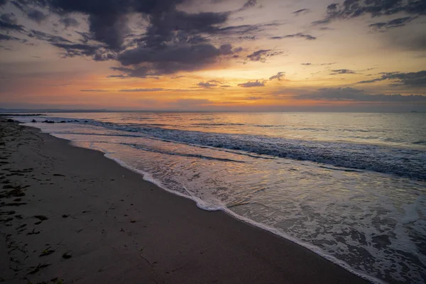 Vacker Naturskön Solnedgång Över Svarta Havet Burgas Bulgarien — Stockfoto