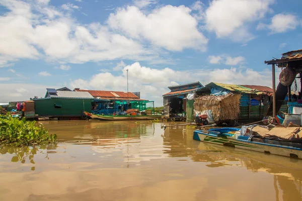 Village Flottant Lac Tonle Sap Province Siem Reap Cambodge Asie — Photo