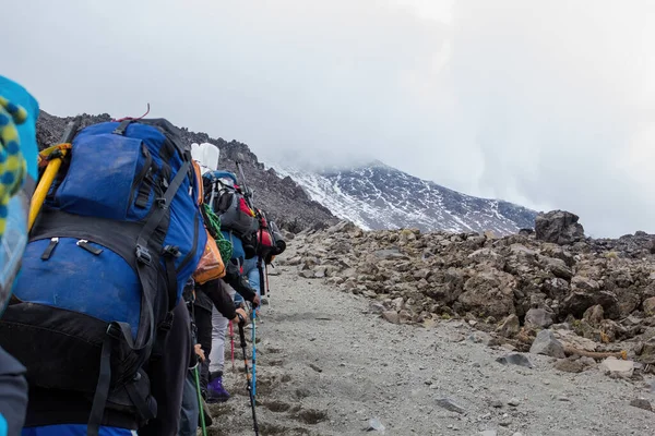 Een Groep Wandelaars Die Pico Orizaba Beklimmen Noord Amerika — Stockfoto