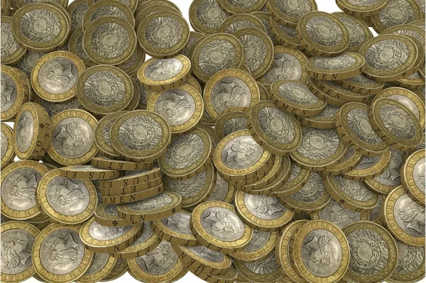 Background Pile British Two Pound Coins — Fotografia de Stock