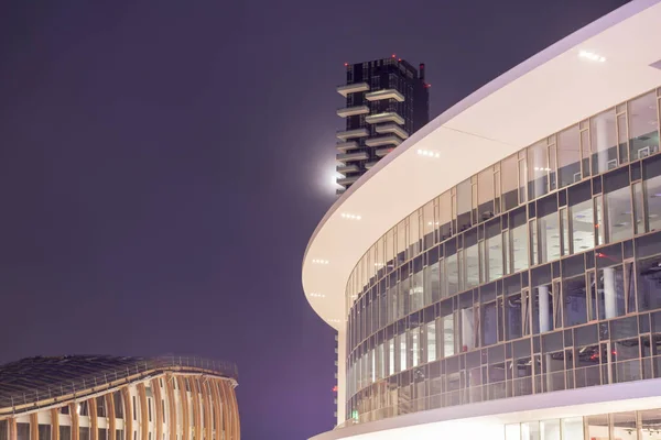 Skyscraper Night Moonlight Milan Italy — Photo