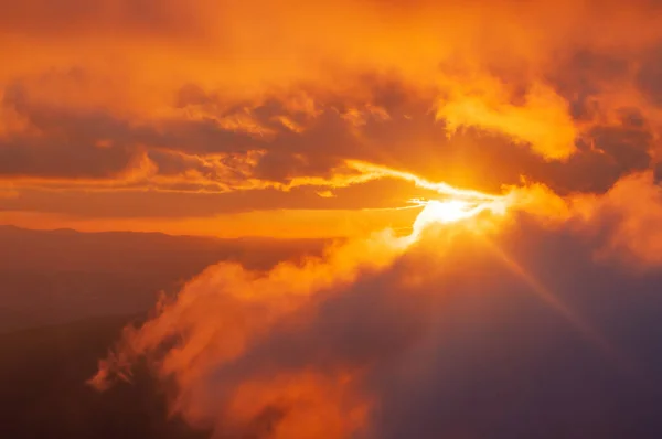 Beautiful View Sunset Sky Orange Clouds — Stock Photo, Image