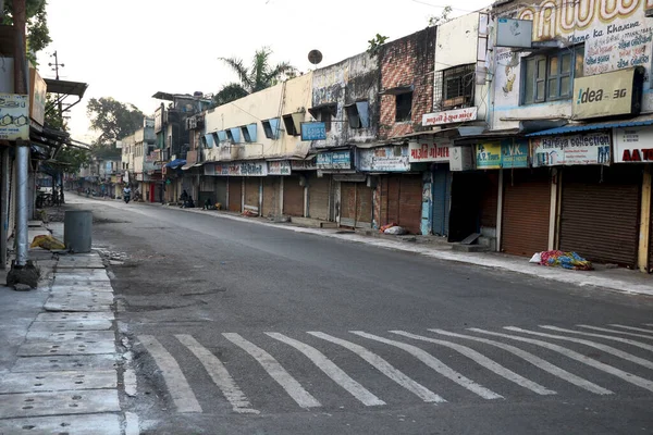 Valsad India 2020 Uzamčení Indii Během Covid Pandemické Prázdné Ulice — Stock fotografie