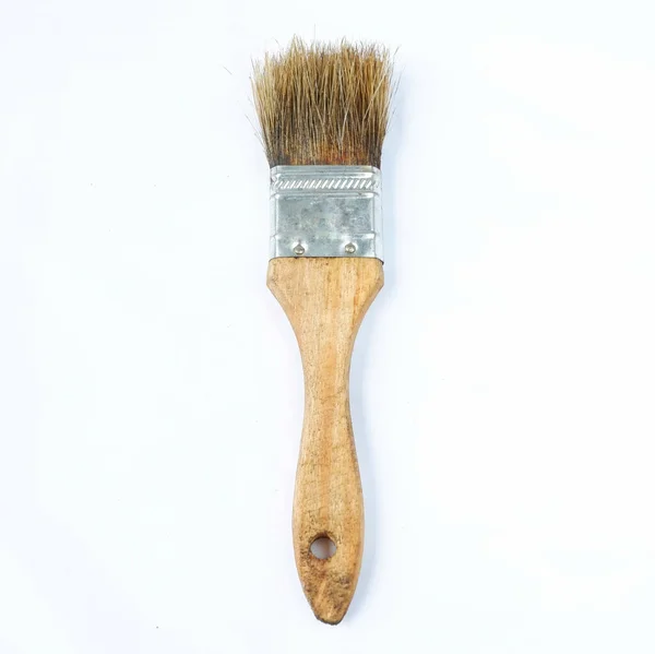 Old Brush Wooden Handle Isolated White Background — Stock Fotó