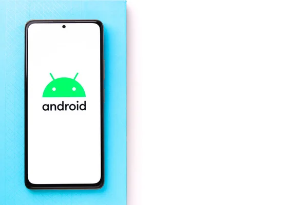 Dibrugarh Indien Mai 2021 Android Logo Auf Handy Screen Stock — Stockfoto