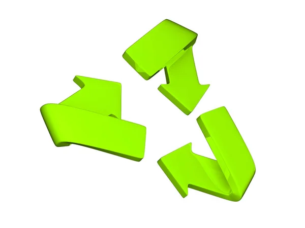 Illustration Yellow Green Recycle Icon Isolated White Background — Stock Photo, Image