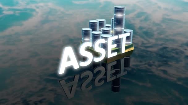 Glowing Asset Testo Con Sfondo Casa Composta Moneta Oro Argento — Video Stock