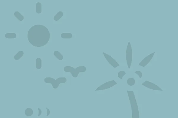 Сонце Літаючі Птахи Квітка Блакитному Тлі — стокове фото