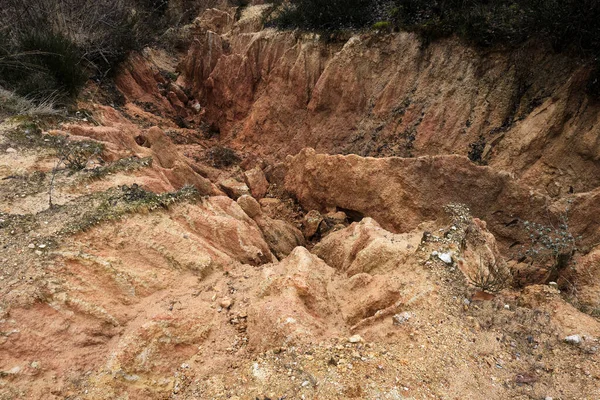 Paisaje Con Grandes Barrancos Erosión Del Suelo Arcilloso — Foto de Stock