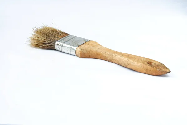 Old Brush Wooden Handle Isolated White Background — Stock Photo, Image