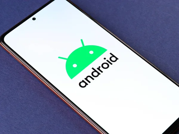 Dibrugarh Índia Maio 2021 Logotipo Android Imagem Estoque Tela Telefone — Fotografia de Stock