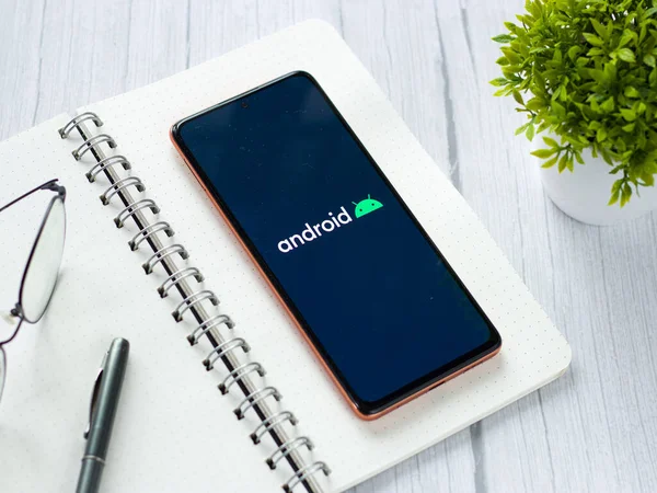 Dibrugarh Indien Mai 2021 Android Logo Auf Handy Screen Stock — Stockfoto