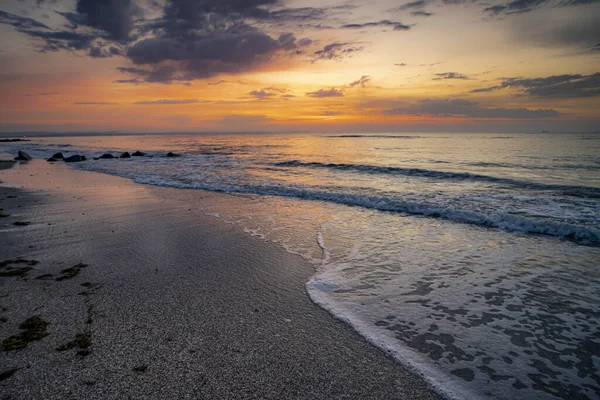 Vacker Naturskön Solnedgång Över Svarta Havet Burgas Bulgarien — Stockfoto