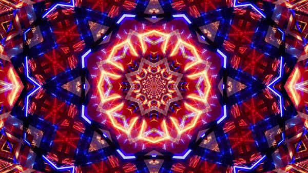 明るいパターン 青と赤の色を持つ万華鏡の背景 — ストック写真