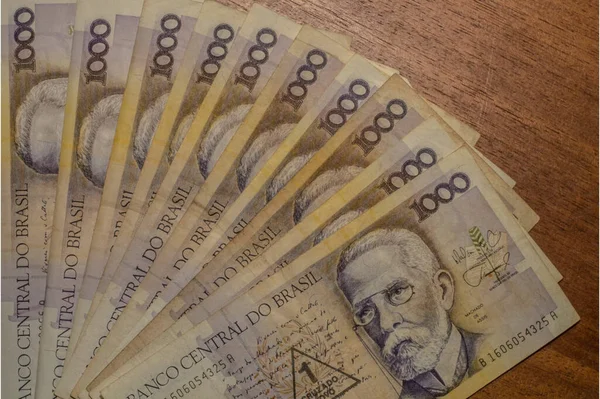 Eine Nahaufnahme Von Banknoten Mit Machado Assis Porträt Alte Tausend — Stockfoto