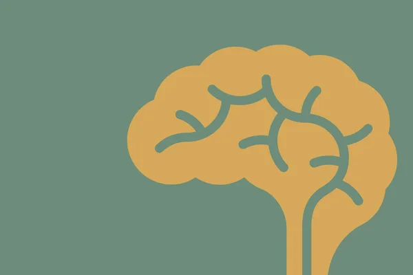 Fundo Verde Com Uma Ilustração Simples Cérebro — Fotografia de Stock