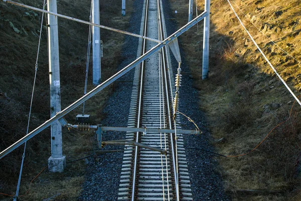 Eisenbahnschienen Georgien Aus Der Vogelperspektive — Stockfoto