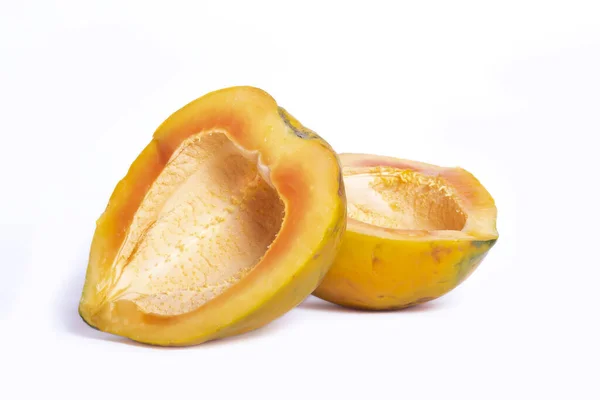 Half Cut Mango Slices White Background — Stock Photo, Image