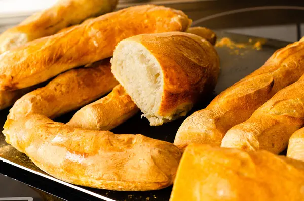 Випічці Підсмаженого Смаженого Французького Хліба Багету — стокове фото