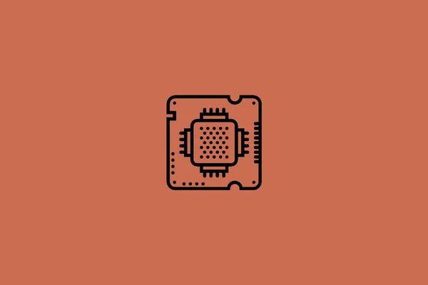 Bakır Kırmızı Arka Planda Izole Edilmiş Yarı Iletken Bir Mikroçip — Stok fotoğraf