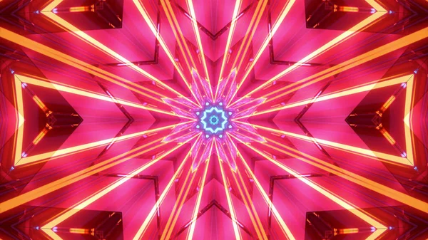 Рендеринг Футуристического Фона Геометрическими Формами Светящимися Неоновыми Огнями — стоковое фото