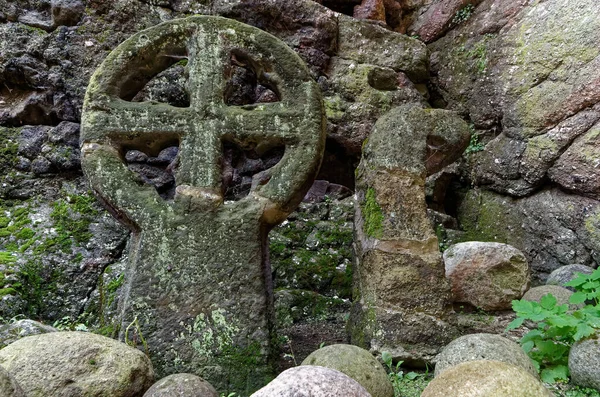 Una Cruz Celta Bosque Slavkov República Checa — Foto de Stock