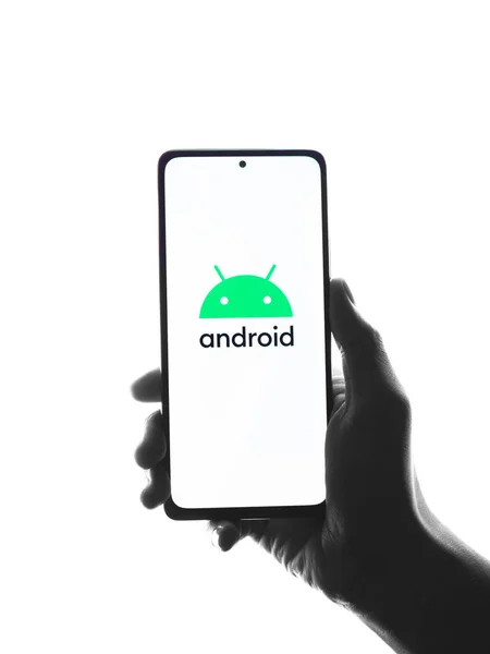 Dibrugarh Índia Maio 2021 Logotipo Android Imagem Estoque Tela Telefone — Fotografia de Stock