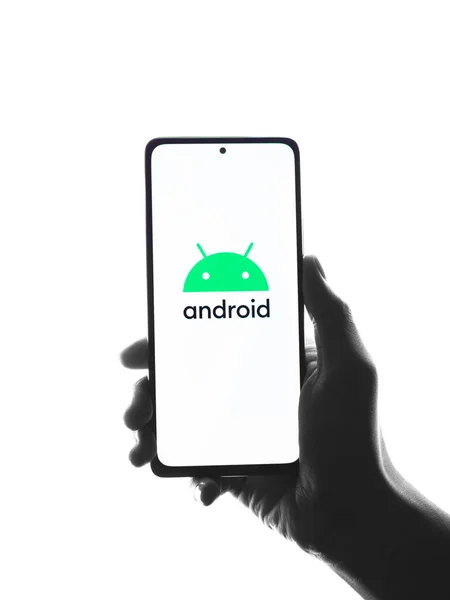 Dibrugarh Indien Mai 2021 Android Logo Auf Handy Screen Stock — Stockfoto