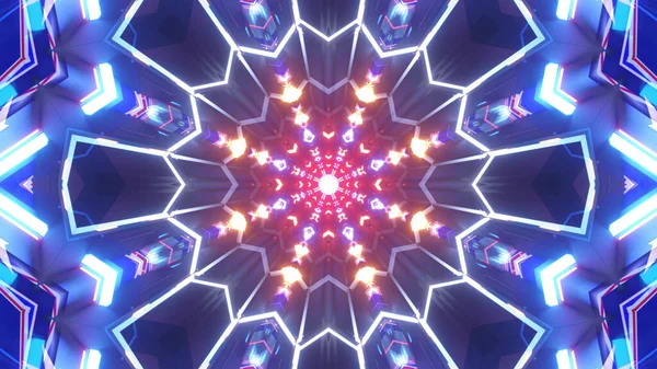 Рендеринг Футуристического Фона Геометрическими Формами Светящимися Неоновыми Огнями — стоковое фото
