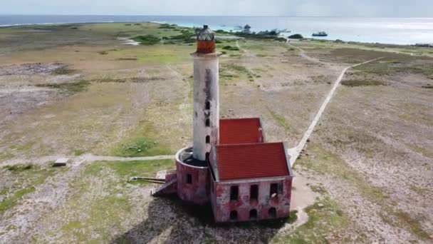 Aerial Footage Building Klein Curacao Island Daylight Zooming Out — Stock Video