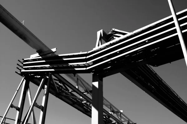 Grayscale Shot Industrial Landscape Large Diameter Pipeline — Stock Photo, Image